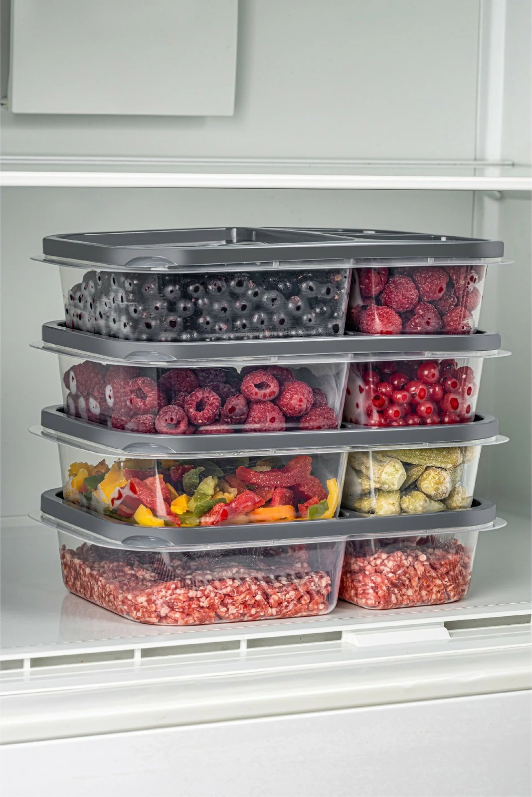 Set kuti plastike për organizim, anthracite, 4 copë, 15x24x5cm