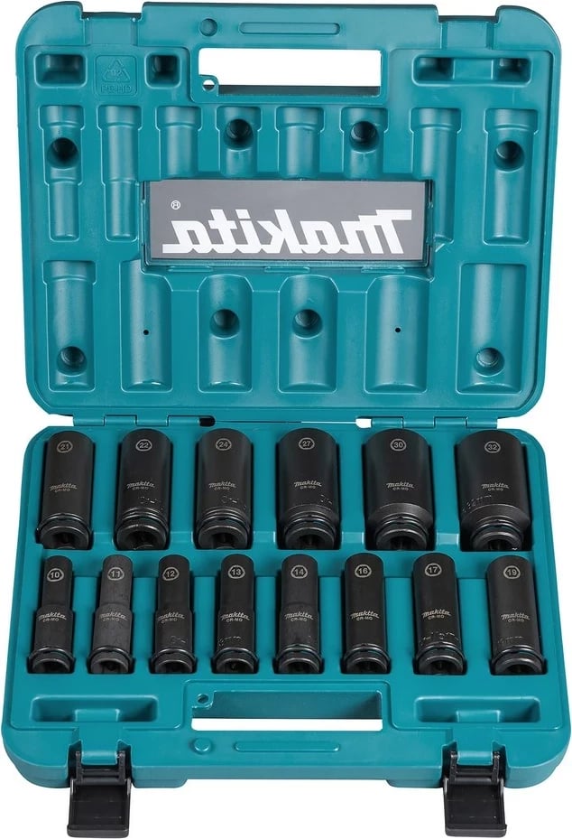 Set çelësa goditës Makita E-16586, 1/2", 12 copë, zi