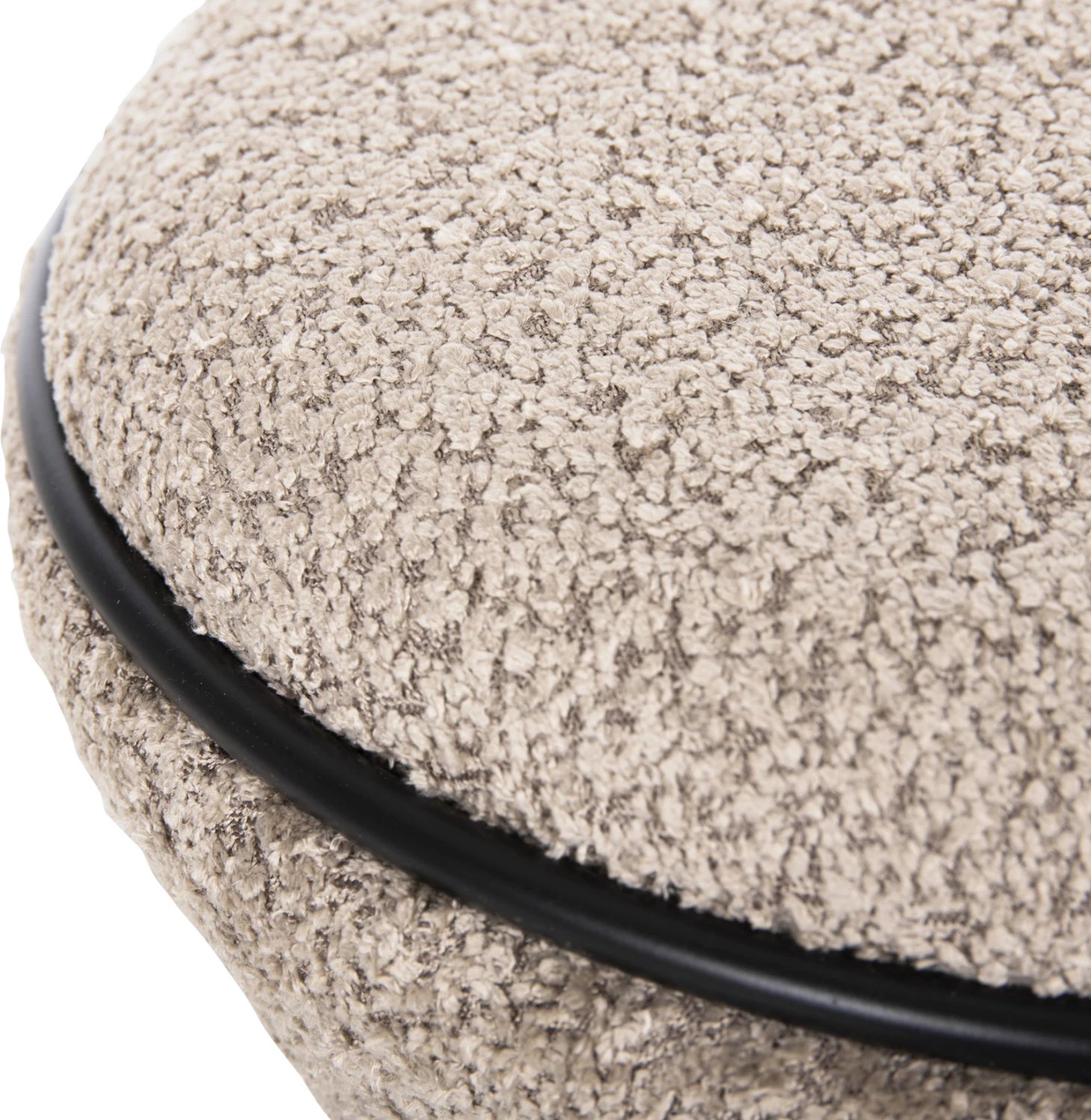 Karrige për bar, rrethore, LINNER, FH9604.08, pëlhurë boucle, bezhë-detaj i zi, D38x44 cm