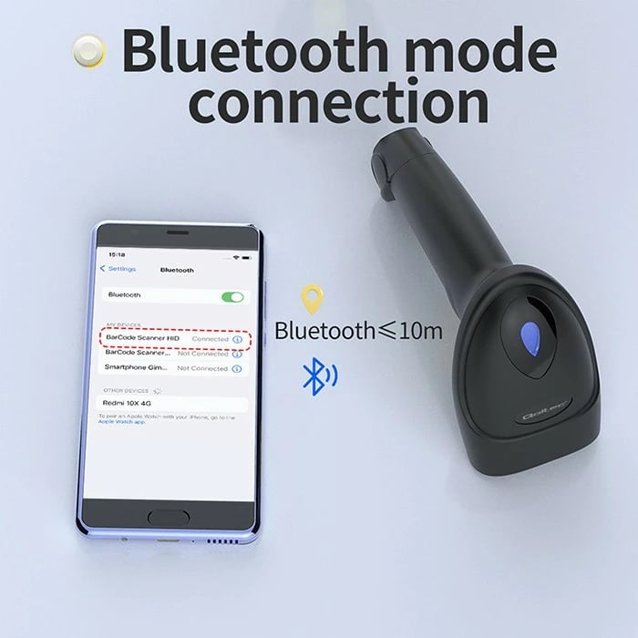 Lexues barkodesh dhe QR Qoltec 50880, Bluetooth/USB, i zi/verdhë