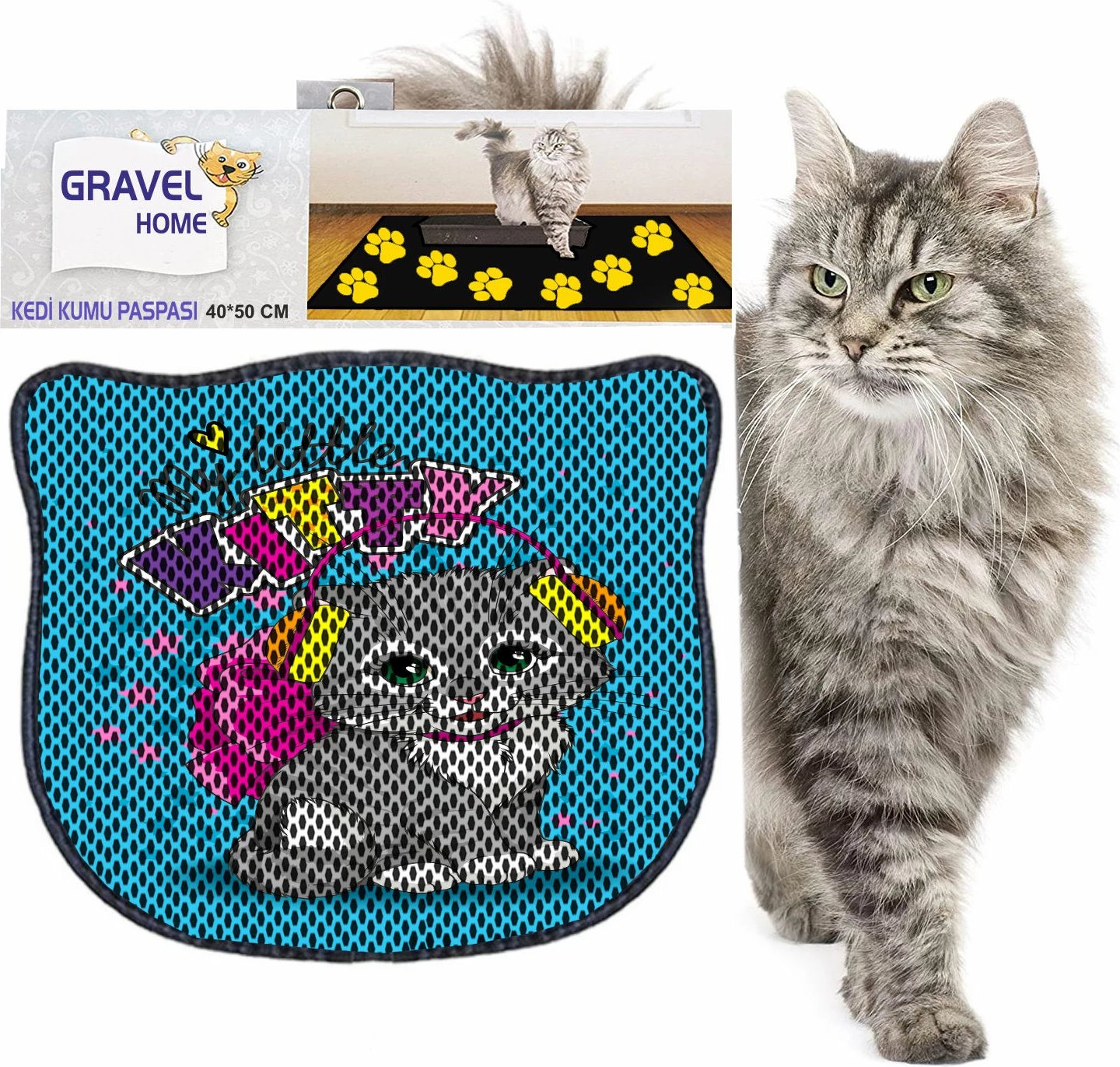 Tapet për rërë mace, shumëngjyrësh, Paws & Whiskers, Kdkafa0245, 40x50cm