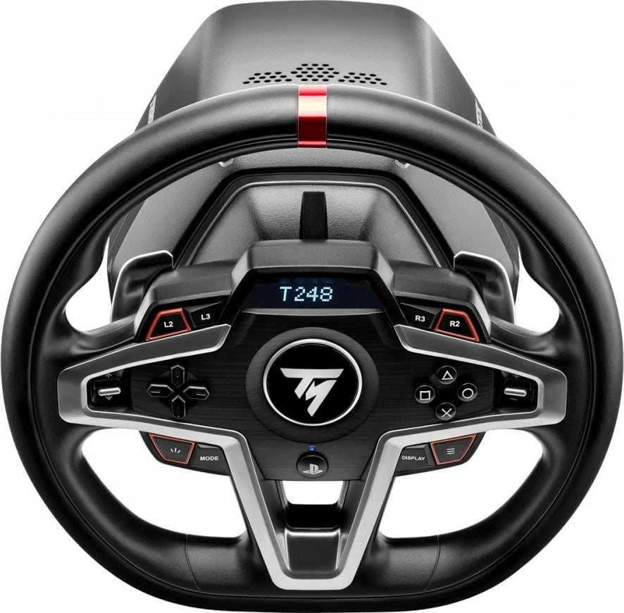 Timon lojrash, Thrustmaster T248R, 900° force feedback, 25 butona, USB me tela, për PC/PS4/PS5, me pedale T3PM, zi