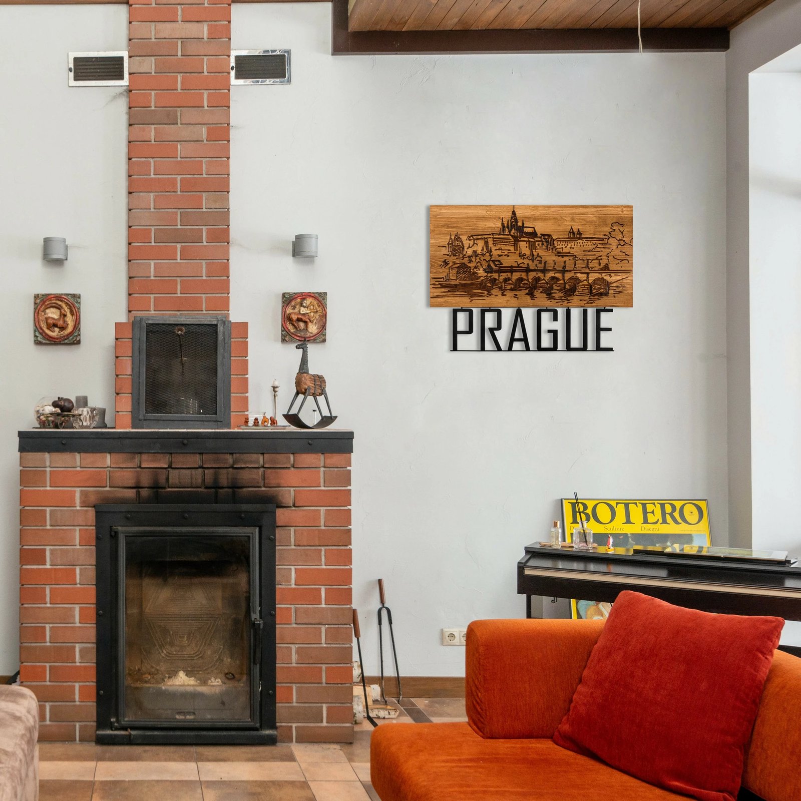 Aksesor dekorativ prej druri për mur, Wallity, Pragë