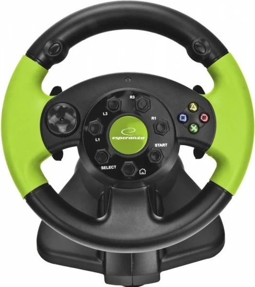 Timon lojërash Esperanza EG104, me pedale, për PC/PS3/Xbox 360, i zi/gjelbër