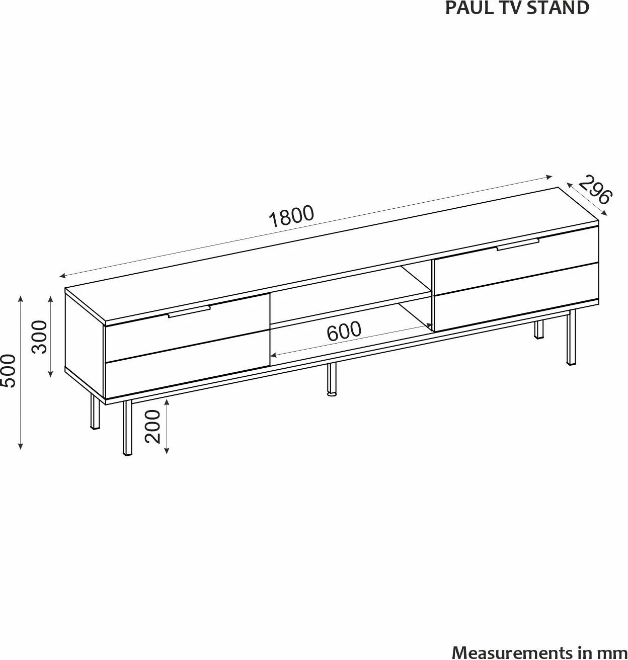 Komodë TV Skye Decor, ngjyrë antracit, Paul