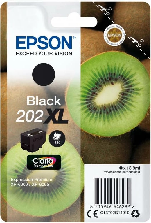 Patron boje Epson 202XL (C13T02G14010), Claria Premium, XL, 13.8 ml, ≈550 faqe, e zezë