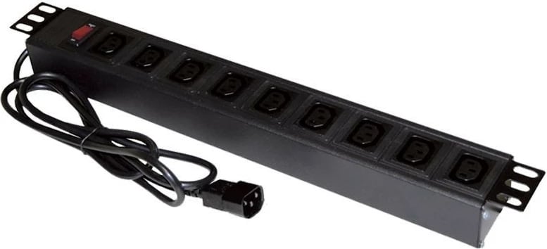 Prizë rack ALANTEC PZ010, 9xC13, C14, 1.8m, 1U, e zezë