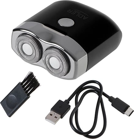 Makinë rroje, Adler, AD 2936, dy koka, USB-C, pa kabllo, 250mAh, e zezë