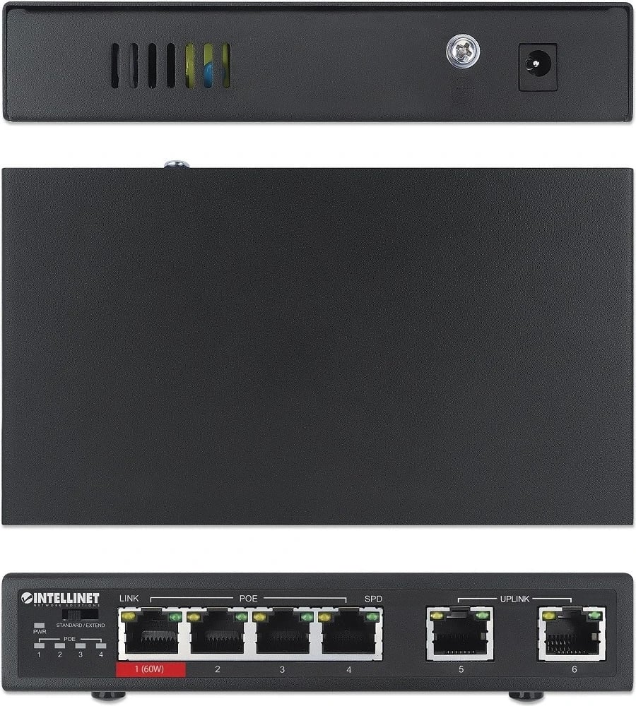 Switch Ethernet Intellinet 561686, 6x RJ45, 3xPoE dhe 1x PoE me Fuqi të Lartë