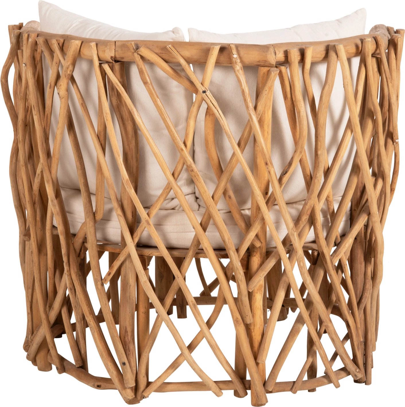 Fotelje KAAN FH5994 degë TEAK, jastëk të bardhë, 95x89x80H cm.