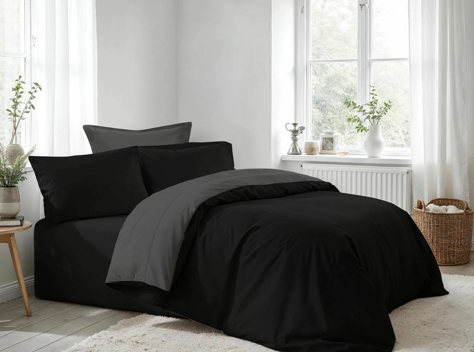 Set mbulesë jorgan për teke XXL, ngjyrë e zezë dhe antracit, L'Essentiel Linge de Maison