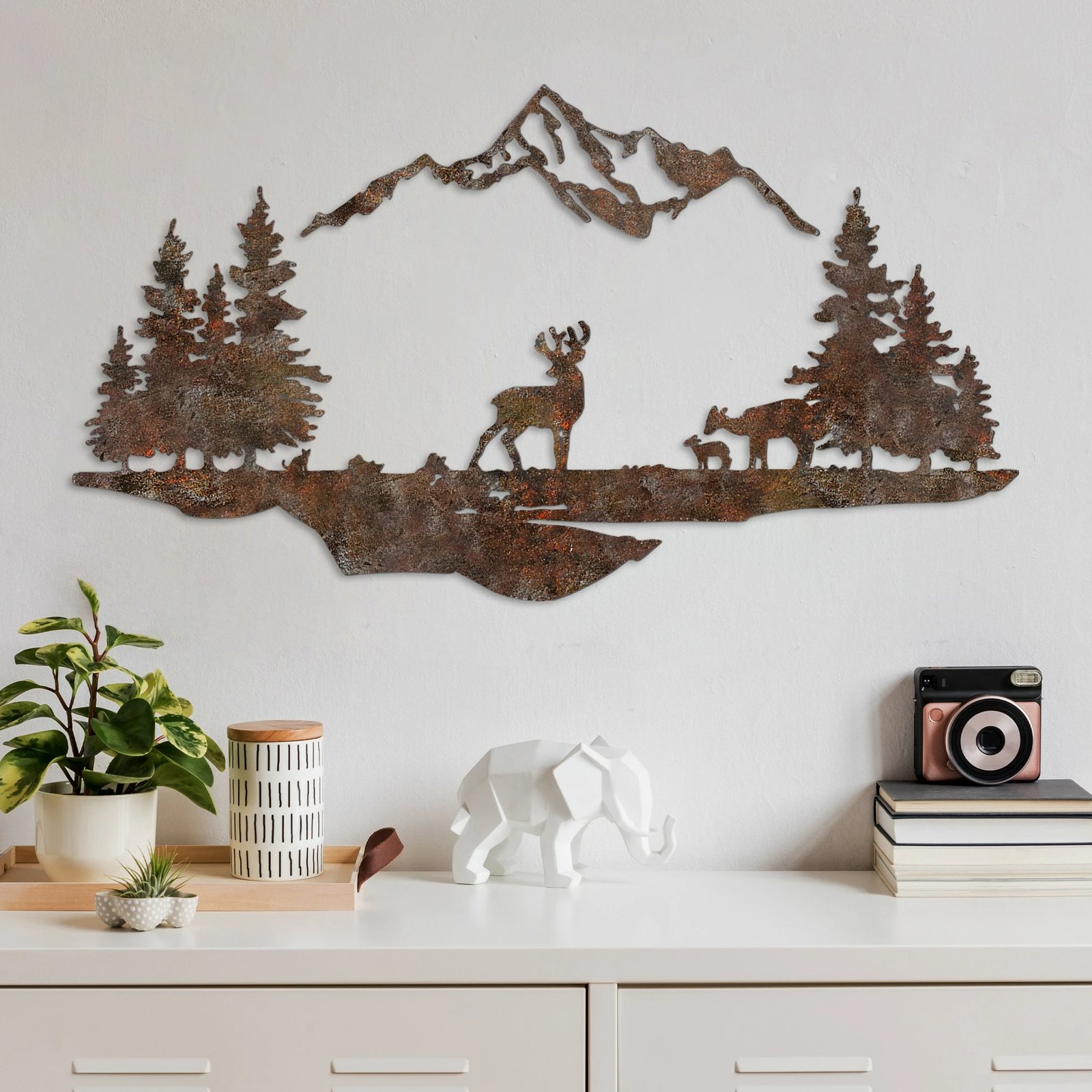 Aksesor dekorativ metalik për mur, peizazh me ngjyrë të vjetër, Wallity, Rusty Landscape 1