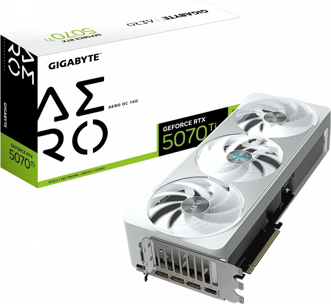 Kartelë grafike Gigabyte GeForce RTX 5070 Ti AERO OC 16G, 16 GB, e bardhë