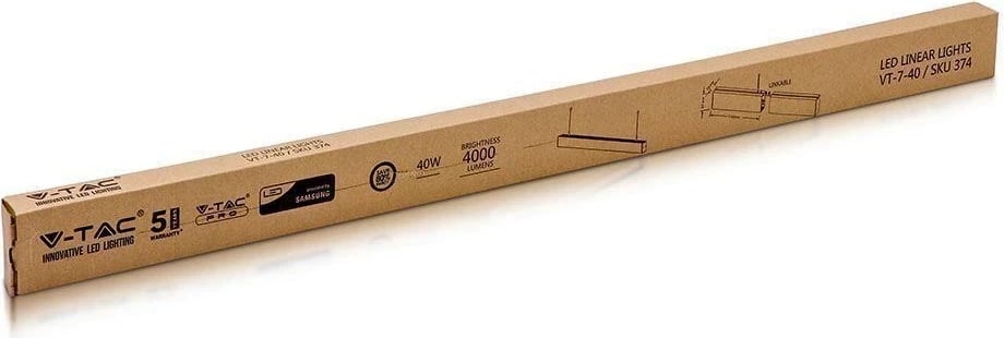 Dritë LED V-TAC VT-7-40, 40W, 120cm, e zezë