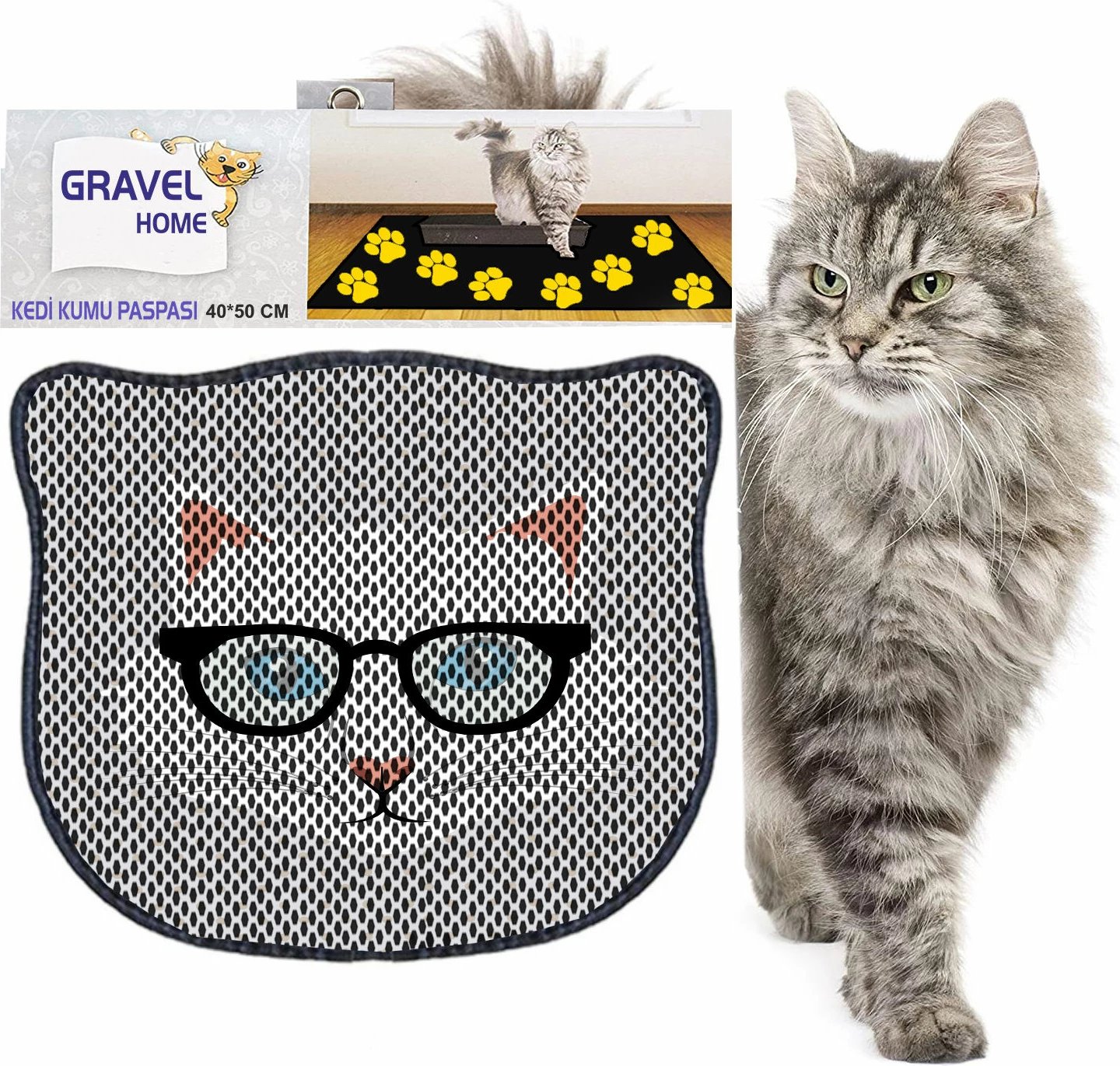 Tapet për rërë maceje, shumëngjyrësh, Paws & Whiskers, Kdkafa0181, 40x50cm