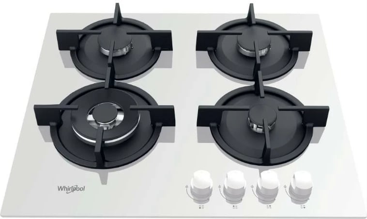 Pllakë gazi Whirlpool AKT625WH, 4 zona, xham, e bardhë