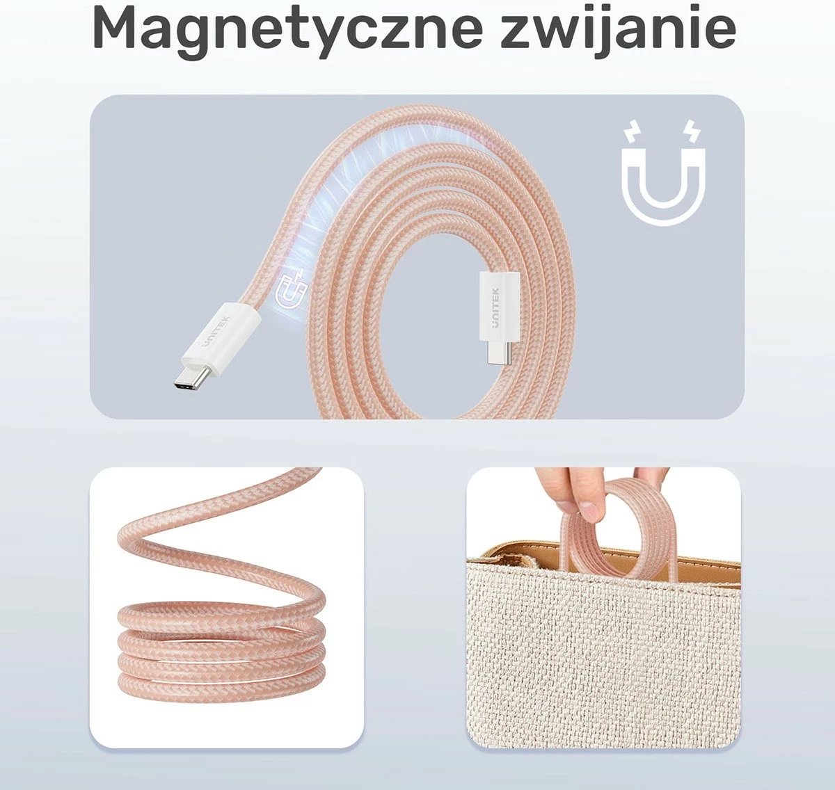 Kabëll Unitek USB-C PD 100W, 1m, bardhë Kabëll Unitek USB-C PD 100W, 1m, bardhë