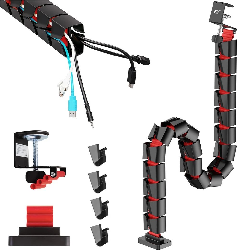 Organizues kabllosh për tavolinë nano RS RS125, 1345mm, zi e kuqe