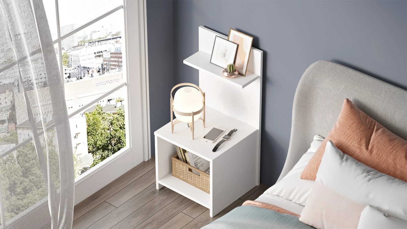 Komodinë Skye Decor, e bardhë, Ps1-W