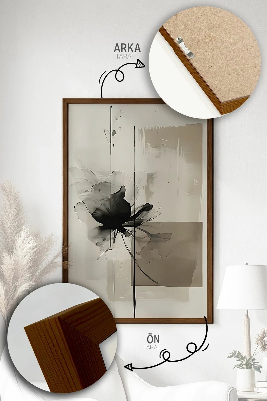 Pikturë dekorative me kornizë (3 copë), Wallity, Artvmodel40-Kahve