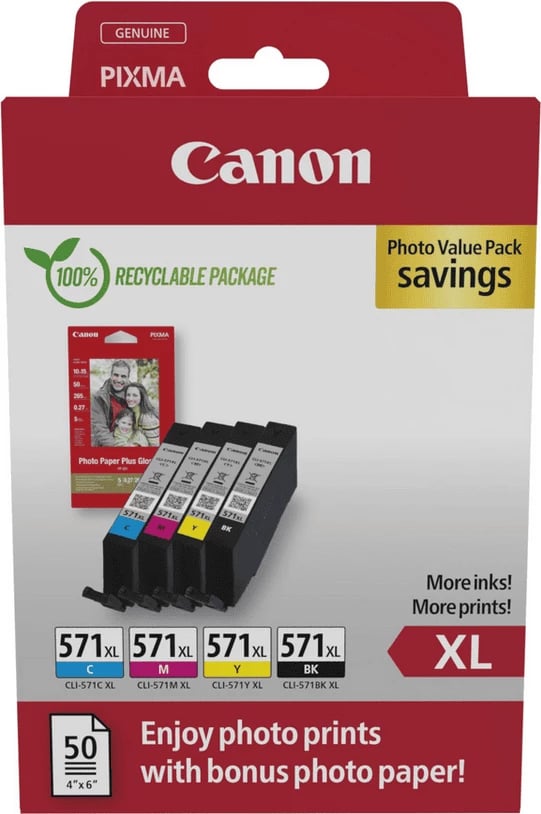 Kartush boje, Canon CLI-571XL 0332C006, XL 11 ml, multipack, CMYK