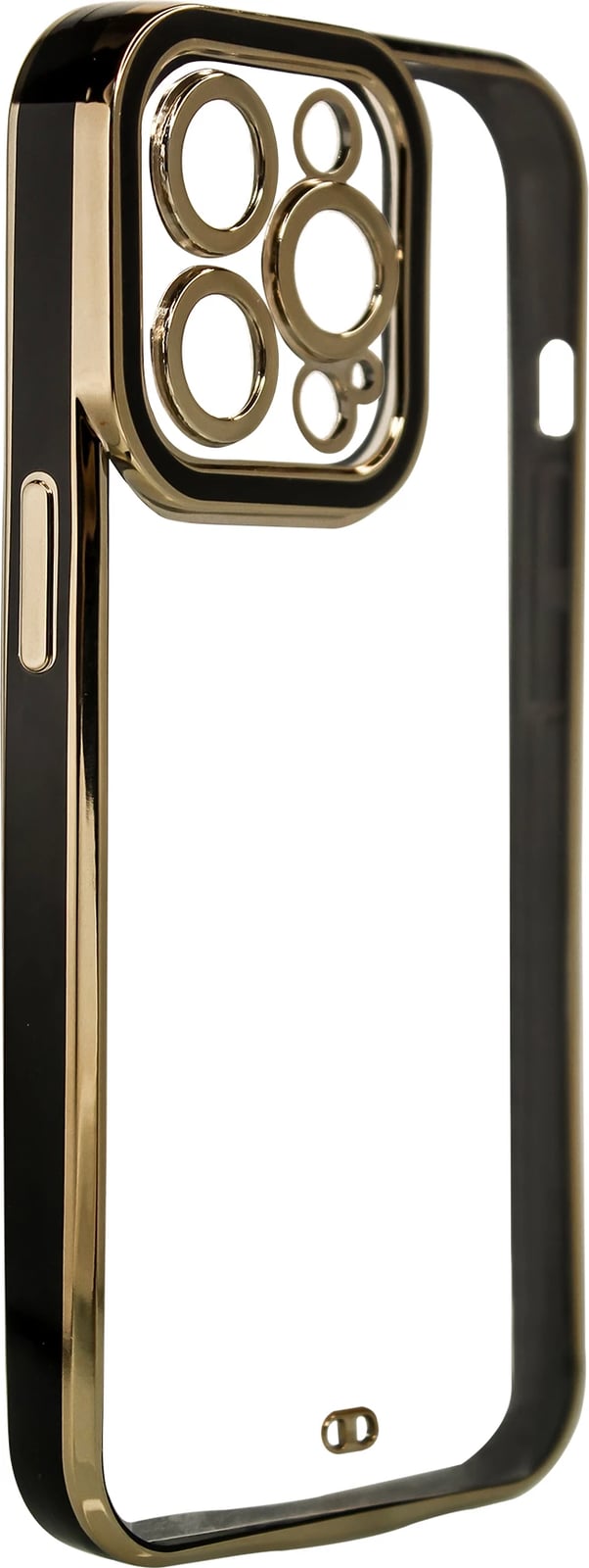 Mbështjellës Hurtel për iPhone 13 Pro Max, TPU, i tejdukshëm me kornizë ari dhe detaje të zeza