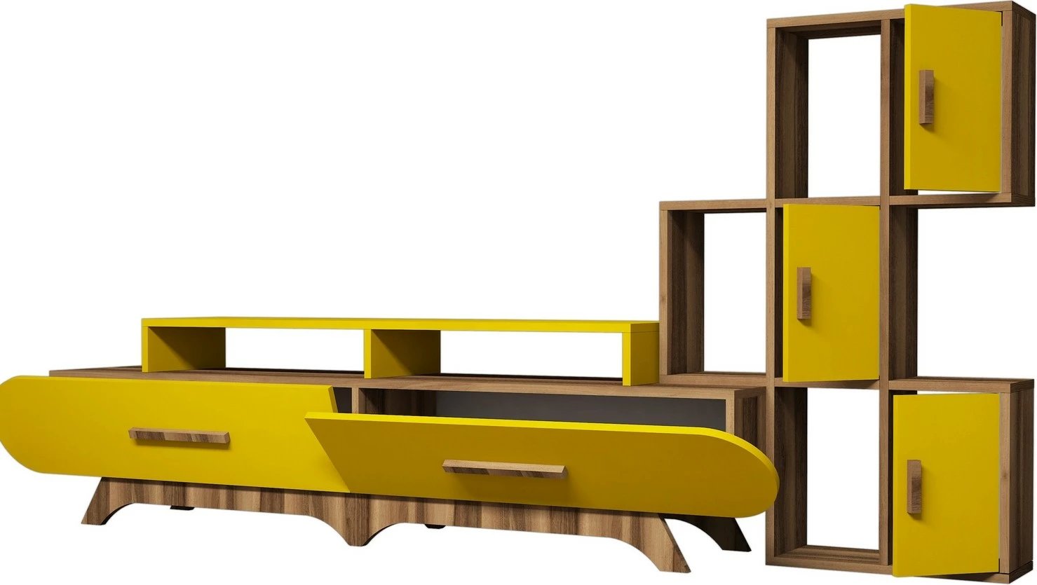 Komodë TV Hanah Home Flora S, ngjyrë arre dhe e verdhë