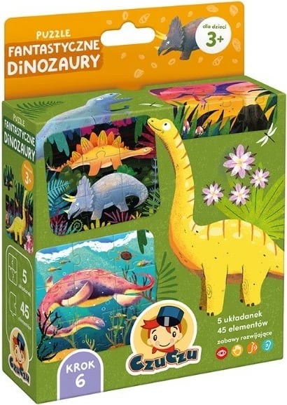 Puzzle për fëmijë CzuCzu Fantastic Dinosaurs, 45 pjesë, shumëngjyrëshe, set prej 5 copësh Puzzle për fëmijë CzuCzu Fantastic Dinosaurs, 45 pjesë, shumëngjyrëshe, set prej 5 copësh