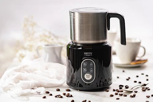 Shkumues qumështi, Camry, CR 4498, 350 ml qumësht i nxehtë / 250 ml shkumë, 500W, kupë inoksi, mbyllje automatike, i zi