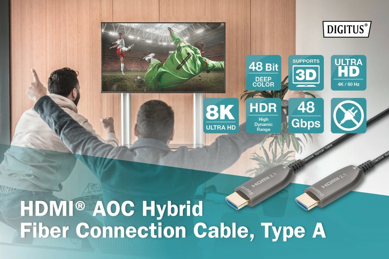 Kabllo HDMI Digitus AK-330126-150-S, 15m, Ultra High Speed 8K/60Hz, e zezë