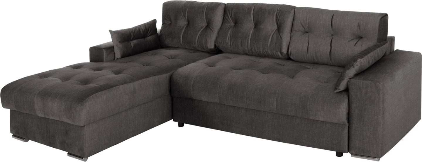 Divan qoshe (majtas) me shtrat dhe hapësirë ruajtjeje CLANCY FH3281.02L, pëlhurë antracit, 308x181x92H cm