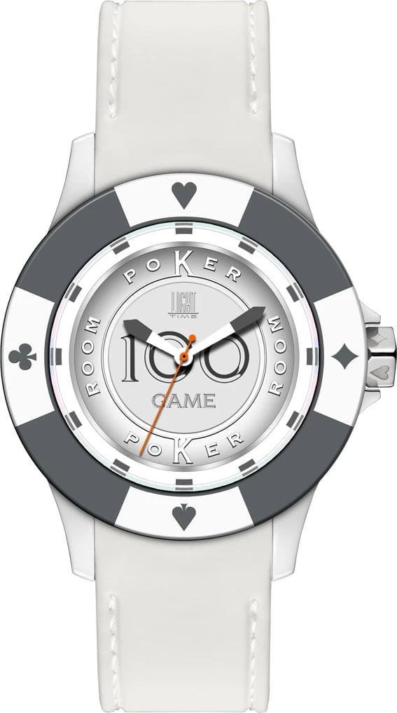 Orë dore për meshkuj LIGHT TIME Poker, bardhë/gri
