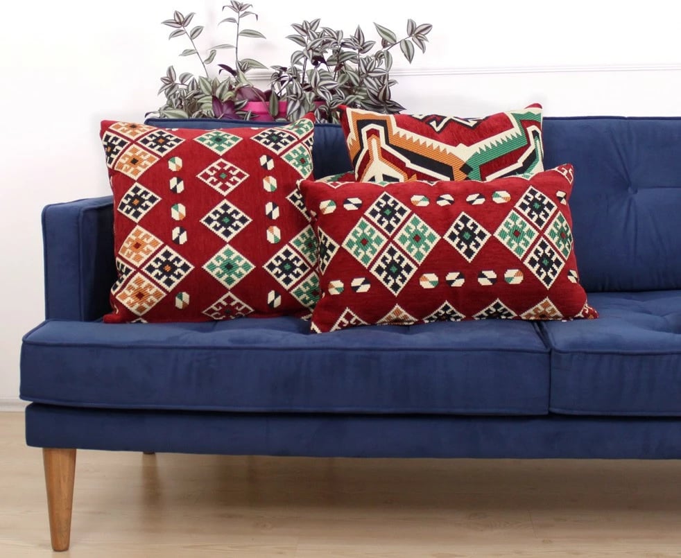 Jastëk dekorativ Esmeli v3, i kuq, Evila Originals, 50x50cm