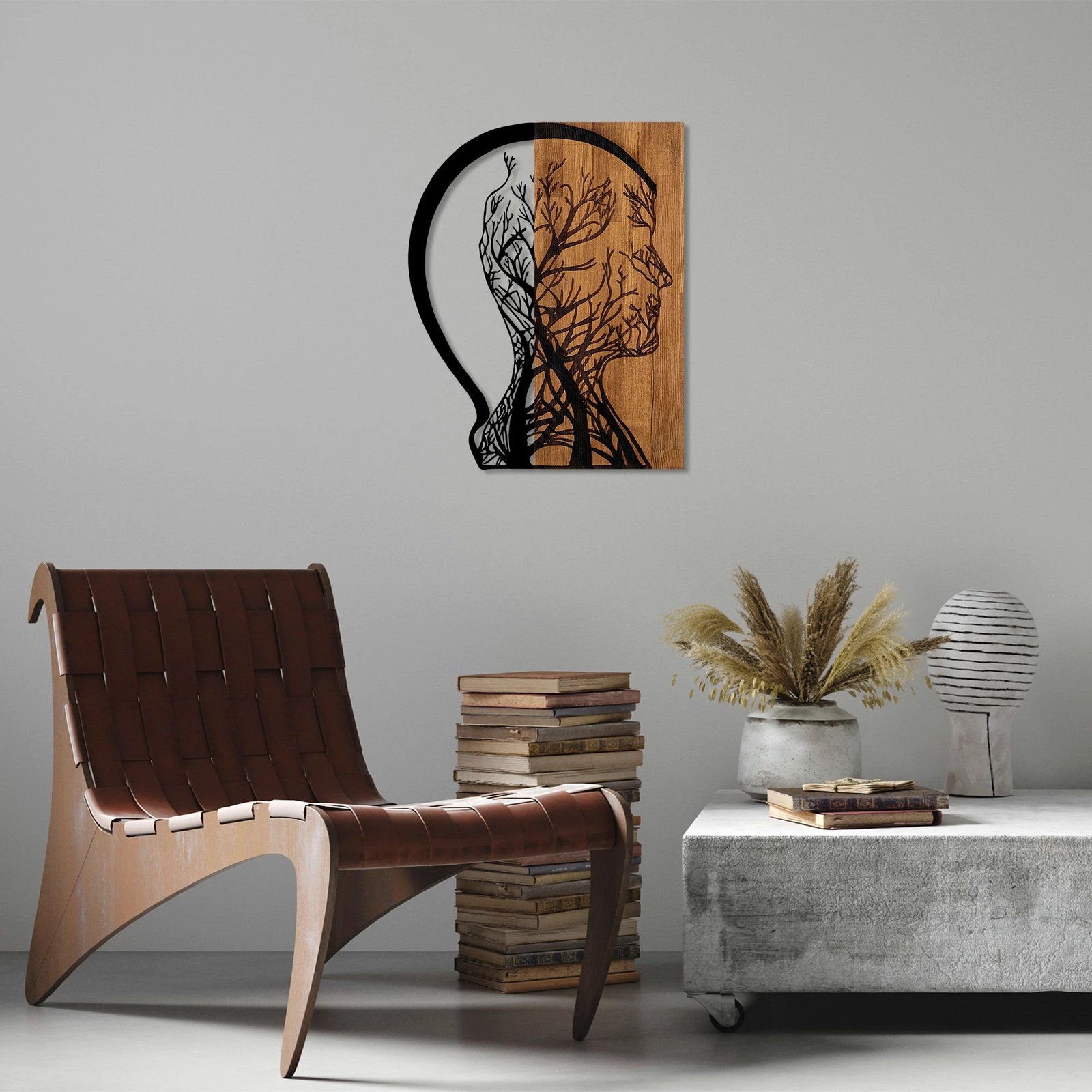 Aksesor dekorativ muri prej druri, Wallity, njeri-dru