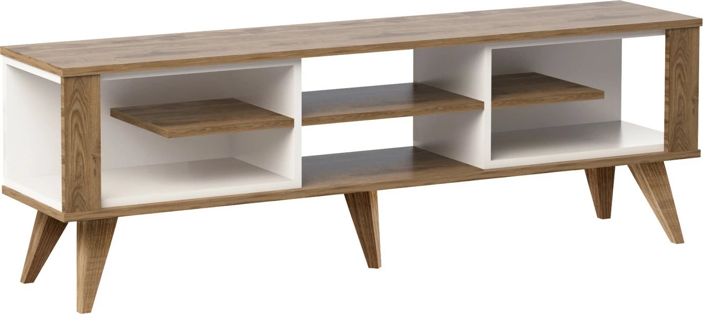 Komodë TV Skye Decor, ngjyrë lis dhe e bardhë, Ionis