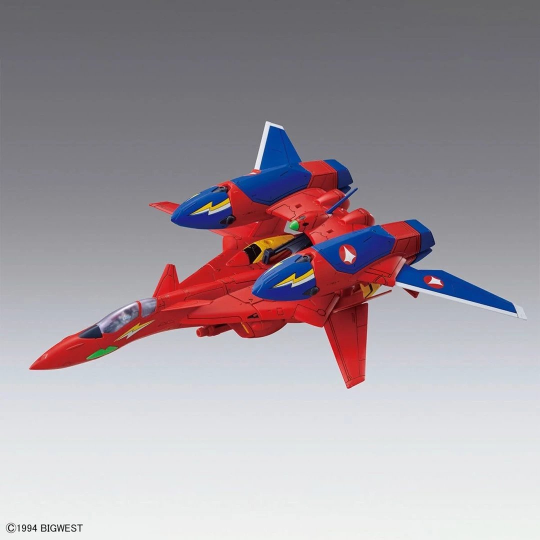 Model ndërtimi Bandai HG 1/100 Macross VF-19 Custom Fire Valkyrie me Sound Booster, i kuq