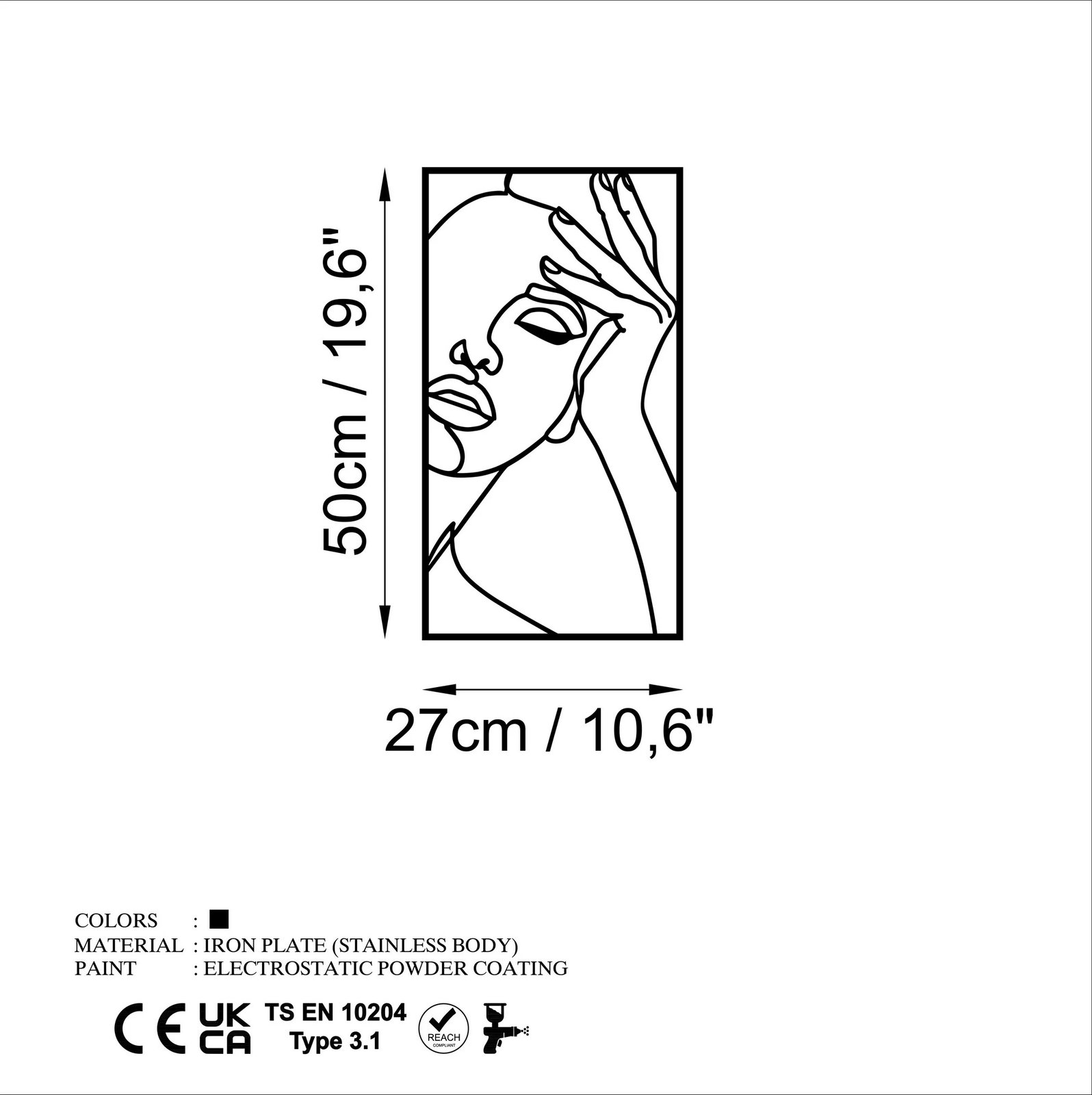 Aksesor dekorativ metalik për mur, Wallity, imagine - M