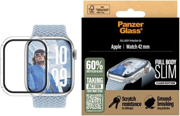 Mbrojtës PanzerGlass Snappie për Apple Watch 10, 42mm, transparent