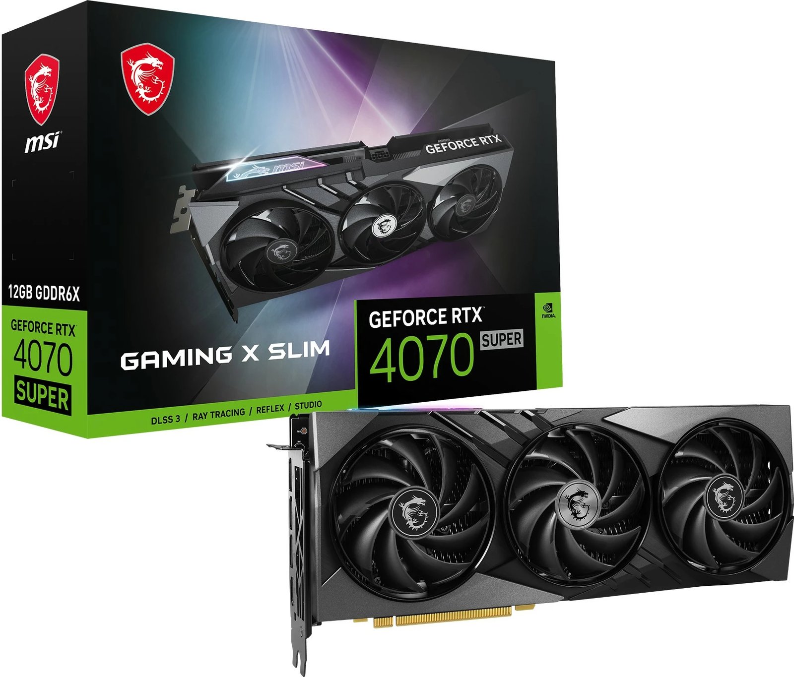 Kartelë grafike MSI GAMING GeForce RTX 4070 SUPER 12G X SLIM, 12 GB, GDDR6X, PCI Express 4.0, e zezë/argjendtë