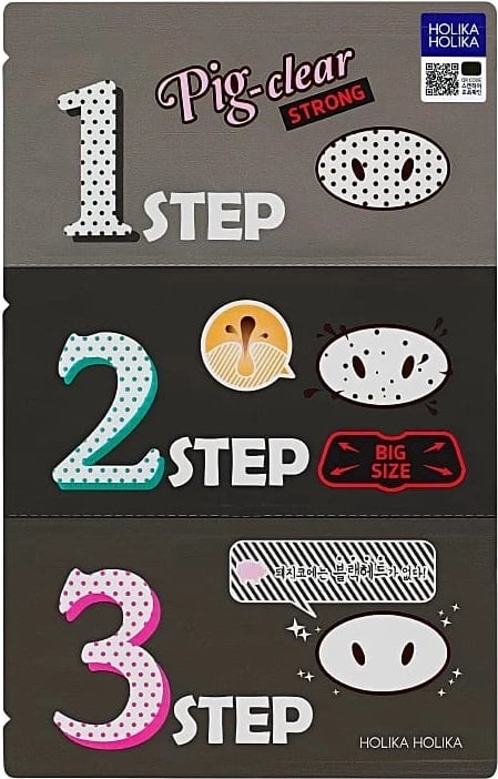 Patches për pastrim poret për femra HOLIKA HOLIKA Pig-Clear 3-Step Kit Strong, 3 copë