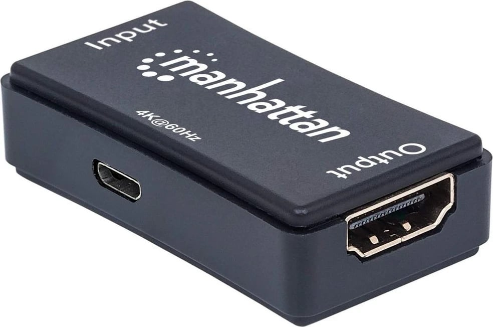 Ripitues HDMI Manhattan, 4K@60Hz, Aktiv, Zgjat Sinjalin HDMI deri në 40m, i Zi