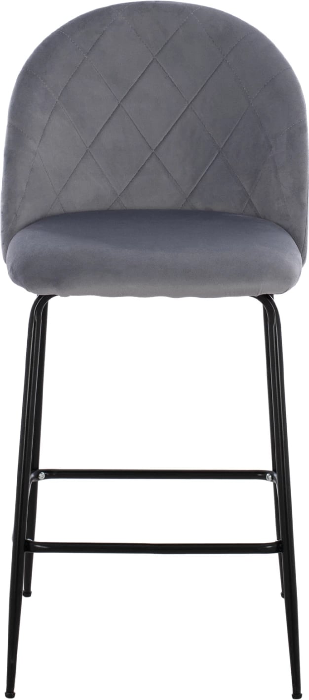 Karrige për bar, lartësi mesatare, FH8732.11, këmbë metalike, kadife gri, 50x56x98 cm., set prej 2 copë