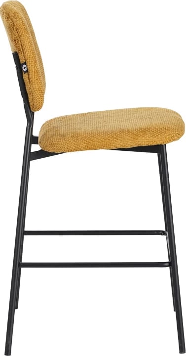 Karrige për bar Cathair, pëlhurë bouclé, ngjyrë tampa, këmbë metalike të zeza, 48x54x100cm