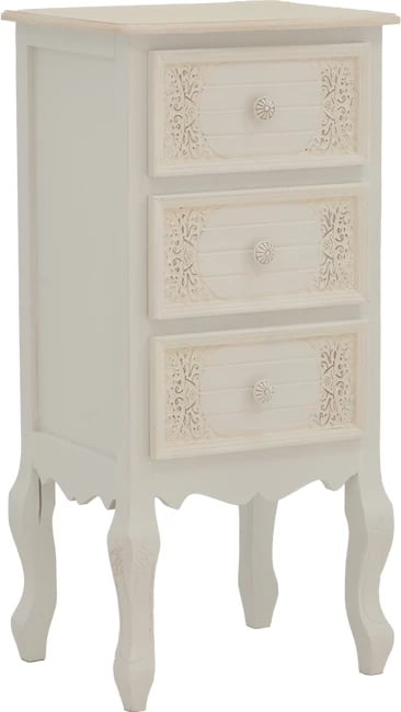 Komodinë me sirtarë, ngjyrë e bardhë antike, MDF, 40x34.5x82 cm