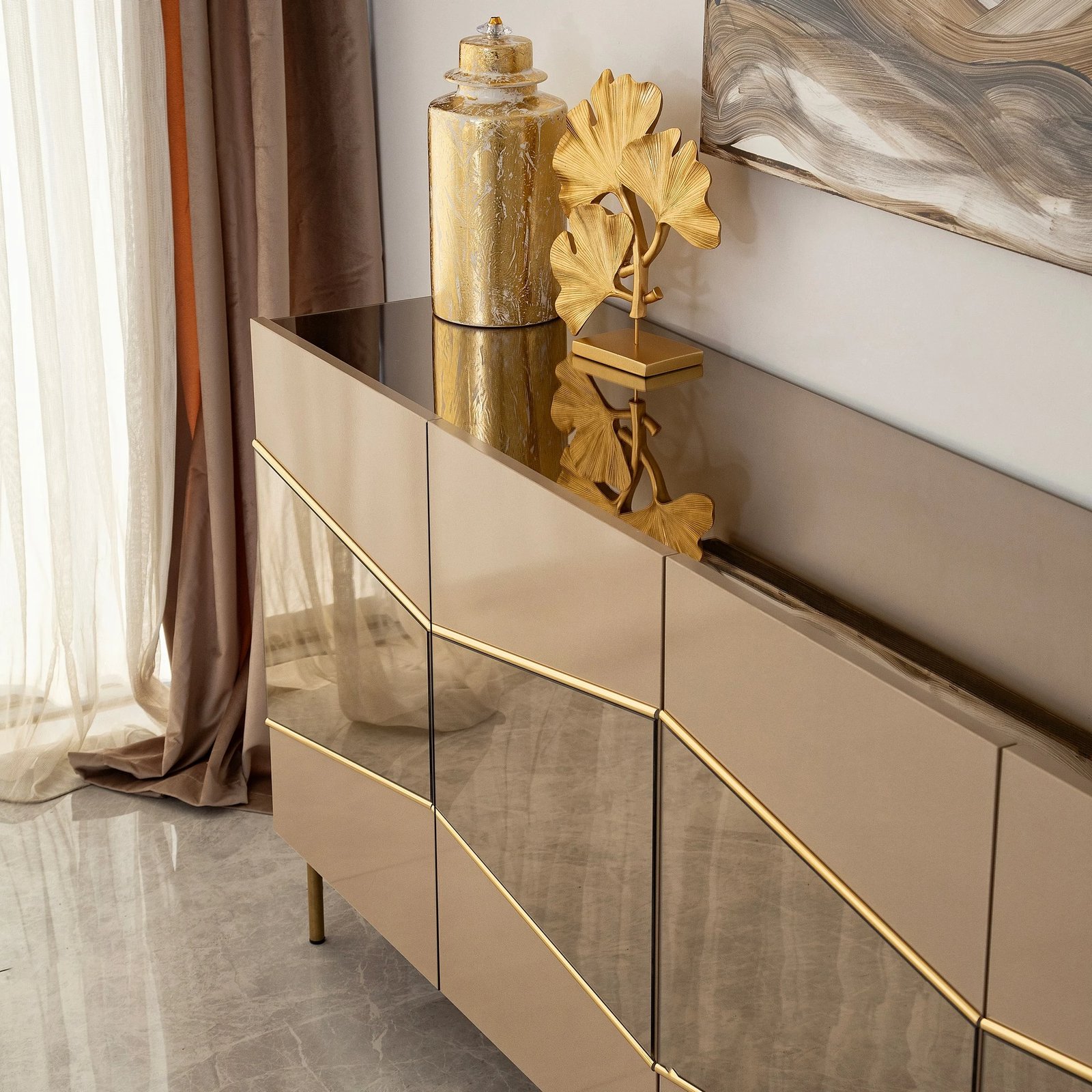 Konsolë Hanah Home, Nice, bronz dhe ari