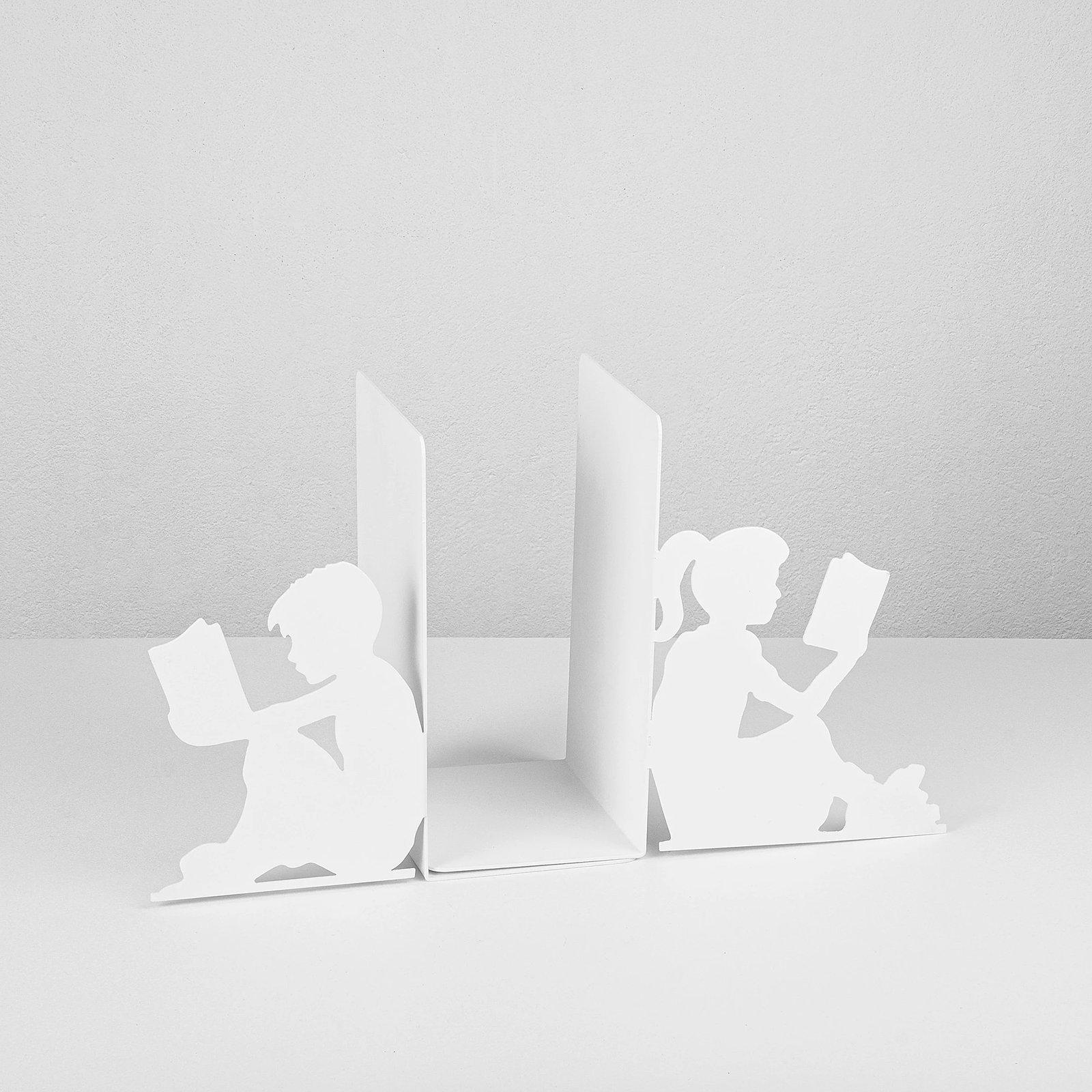 Mbajtës librash metalik, dizajn Aberto, i bardhë, 40.5x14x22cm