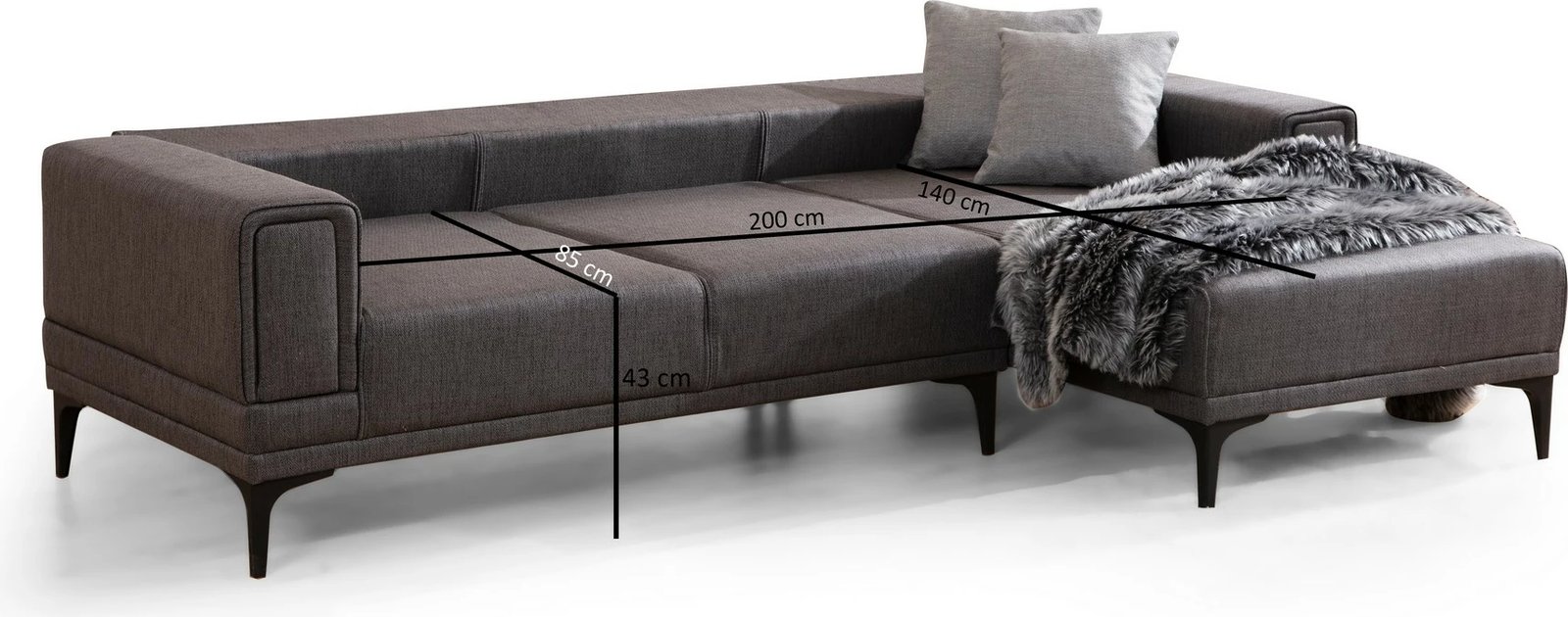 Kënd divan-krevat Atelier del Sofa, Horizon, kënd i djathtë, ngjyrë gri e errët