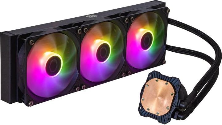 Ftohës CPU me lëng, Cooler Master MasterLiquid 360L Core ARGB MLW-D36M-A18PZ-R1, 360mm 3x120mm, 27 dB, 800 rpm, e zezë