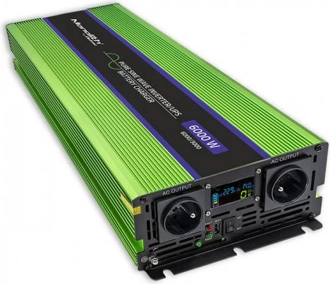 Invertor fuqie Qoltec Monolith 6000 W, 12 V në 230 V, Gjelbër