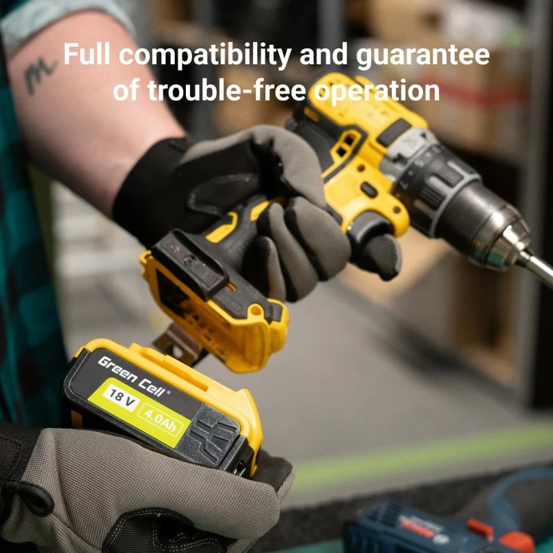 Bateri rikarikueshme për vegla elektrike, Green Cell, PTDW18V9, 18V/54V 9Ah/3Ah Li-Ion, me indikator karikimi